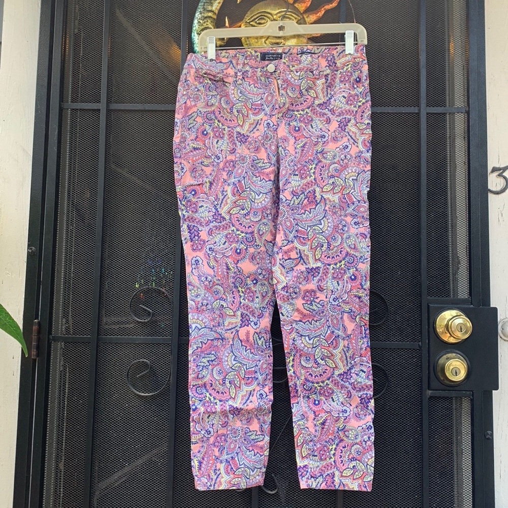 Charter Club Bristol Skinny Ankle Paisley Pink Pants Jeans